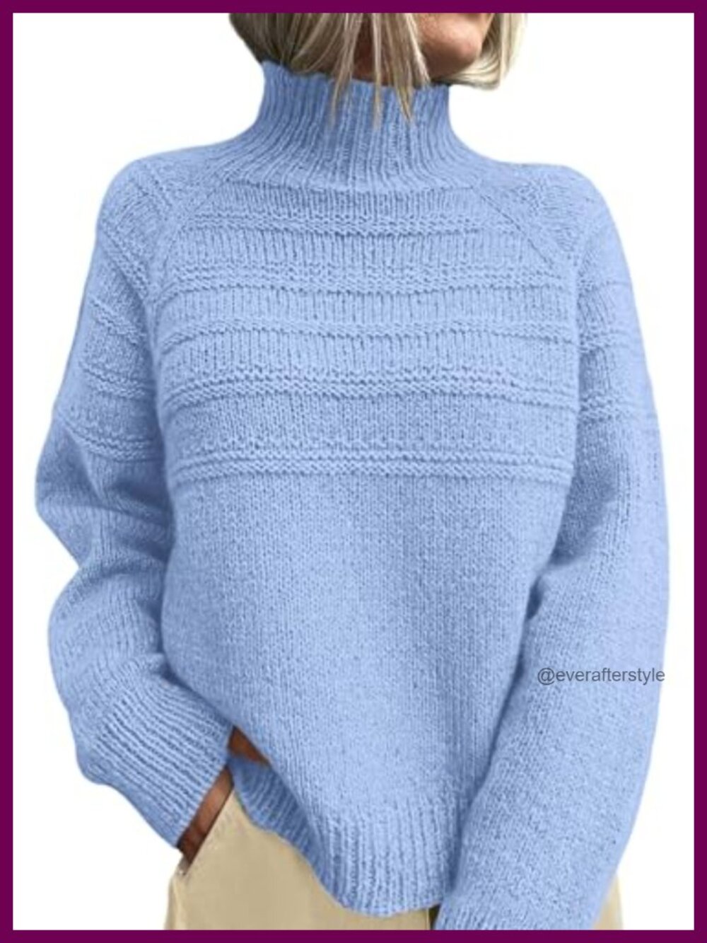 Chunky Knit Mock Neck Pullover Sweater Relaxed Fit